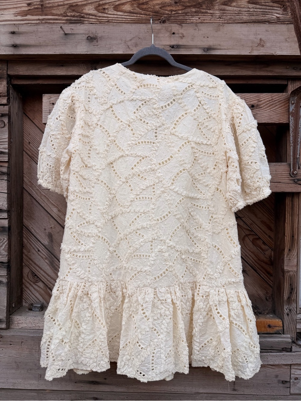 AROSE STUDIO Lace-Up Ivory Eyelet Babydoll Dress - Picture 6 of 7